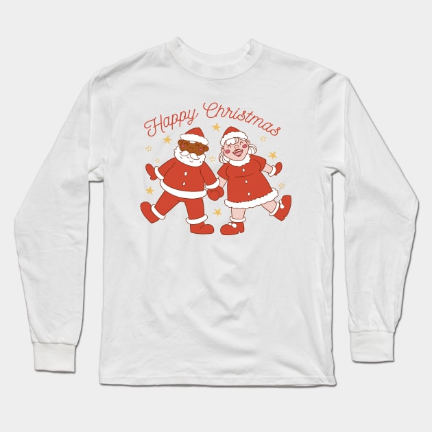 Christmas Santa Couple Long Sleeve T-Shirt by MARCHY